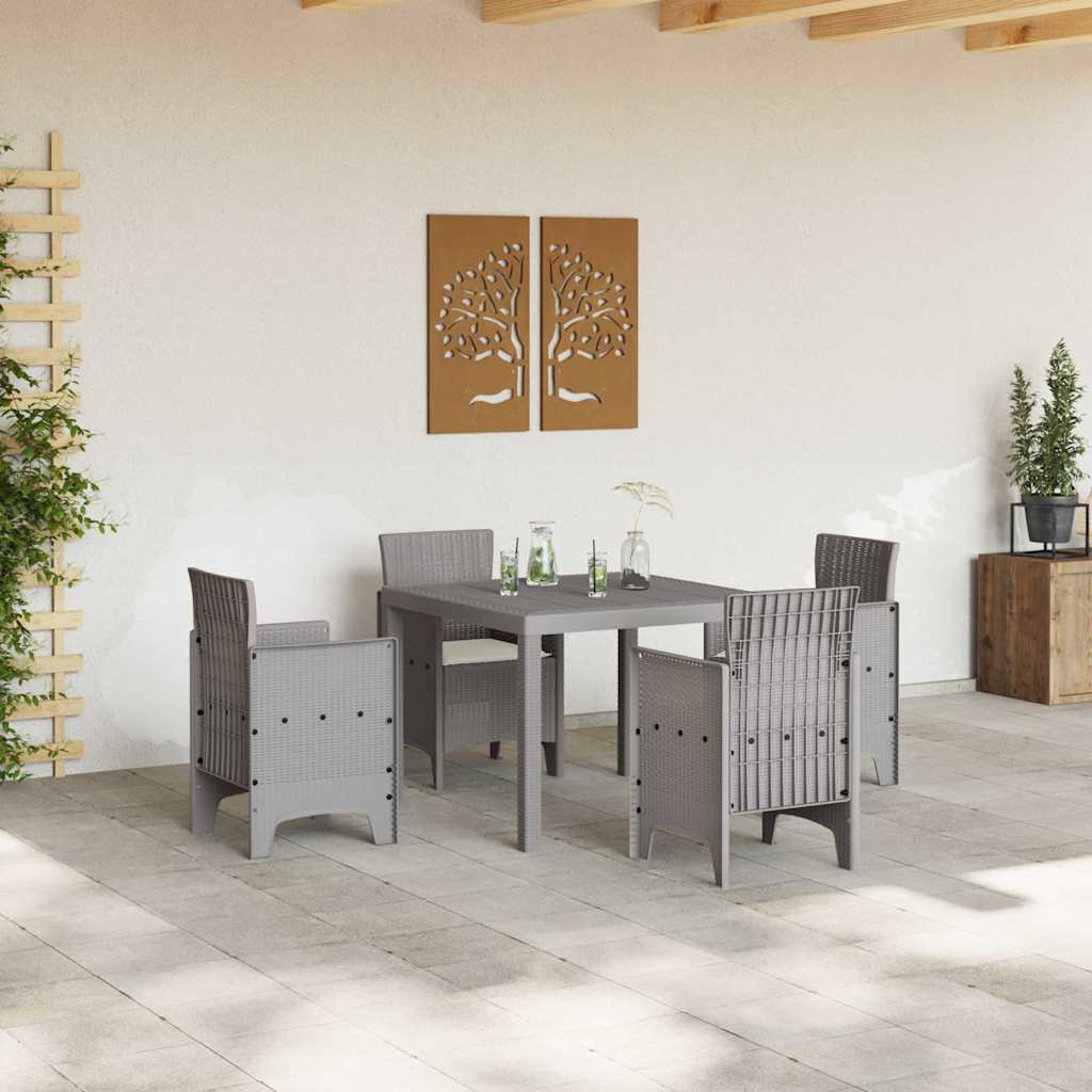 Set da Pranzo per Giardino 5 pcs Grigio chiaro Rattan Polt - homemem39