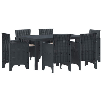 Set da Pranzo per Giardino 7 pcs Antracite Rattan Polt | homemem39