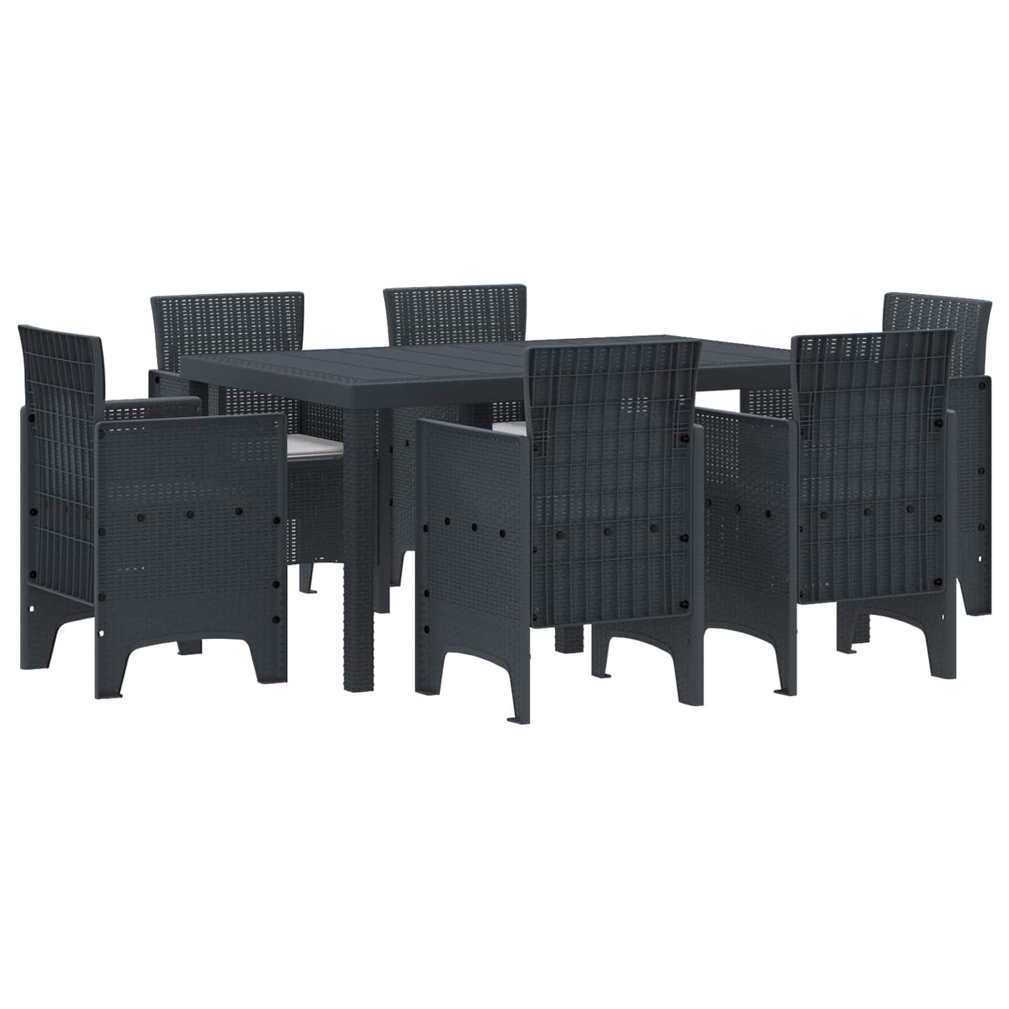 Set da Pranzo per Giardino 7 pcs Antracite Rattan Polt | homemem39