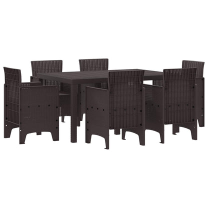 Set da Pranzo per Giardino 7 pcs Marrone Rattan Polt | homemem39