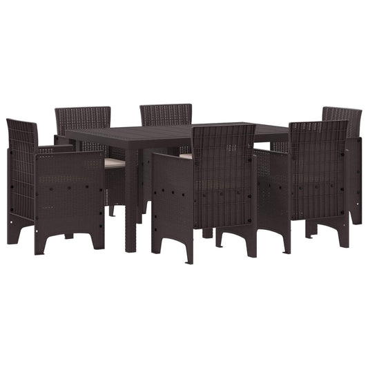 Set da Pranzo per Giardino 7 pcs Marrone Rattan Polt