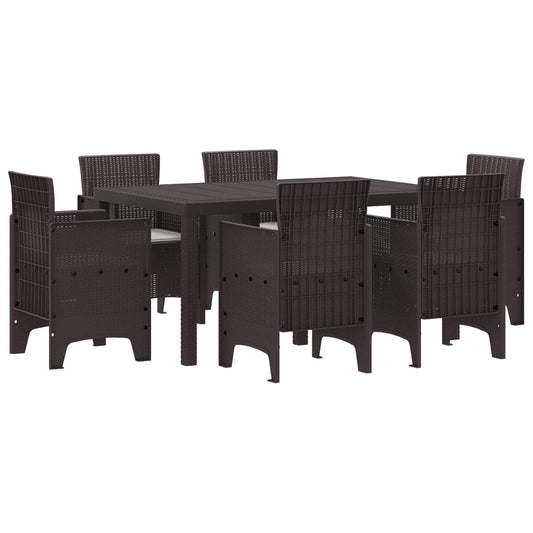Set da Pranzo per Giardino 7 pcs Marrone Rattan Polt