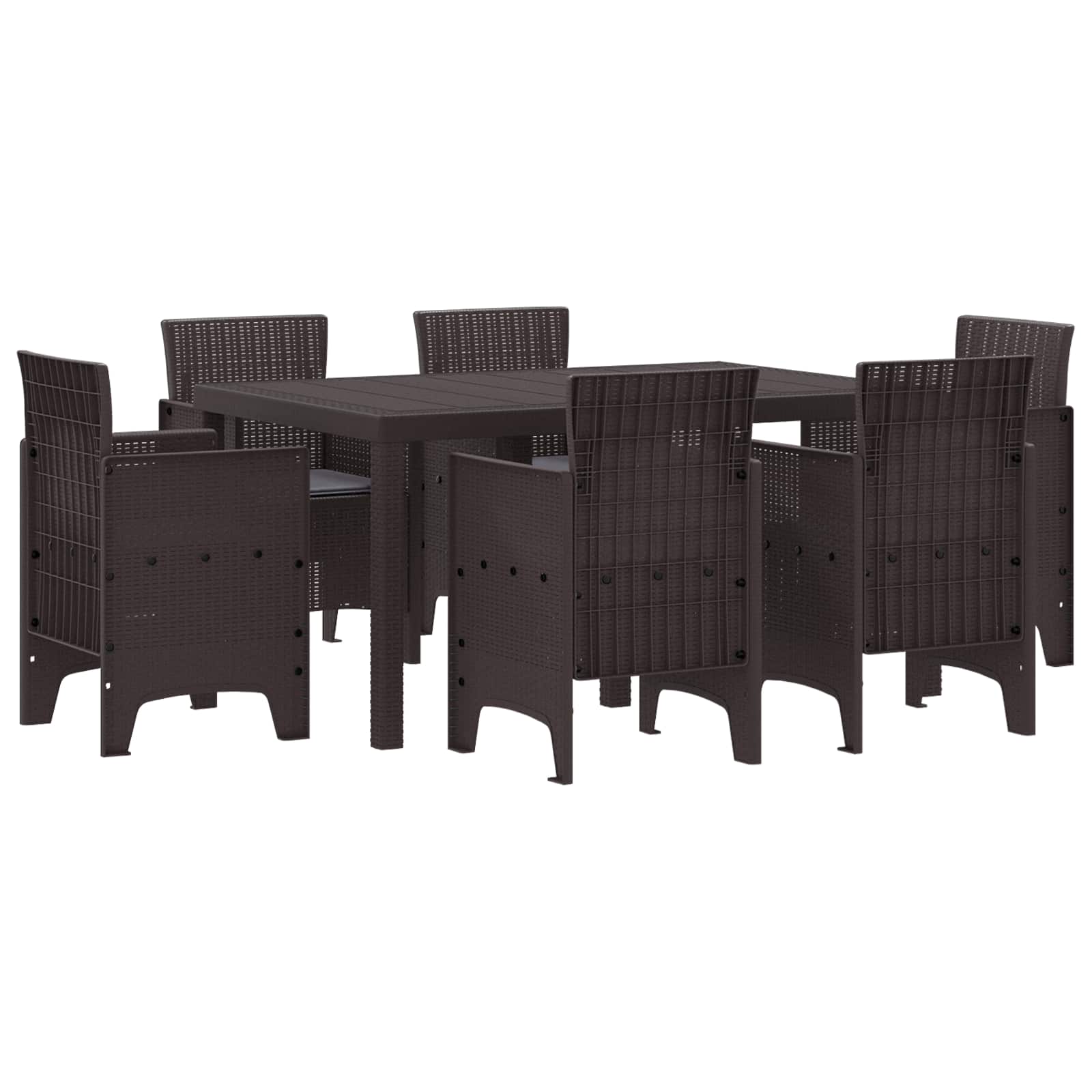 Set da Pranzo per Giardino 7 pcs Marrone Rattan Polt | homemem39
