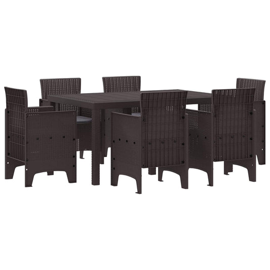 Set da Pranzo per Giardino 7 pcs Marrone Rattan Polt | homemem39