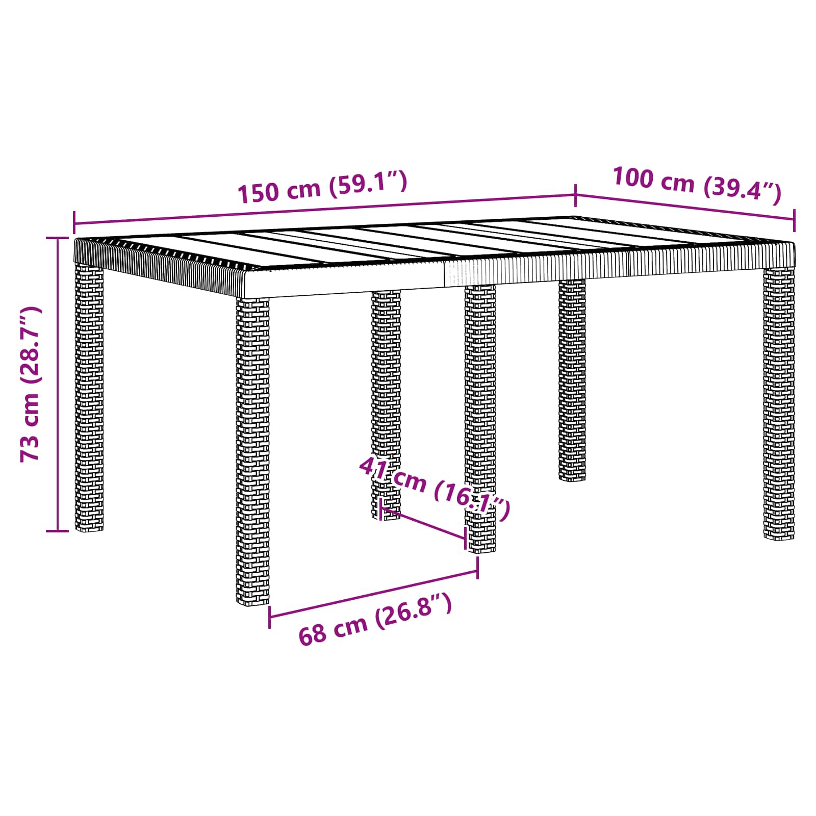 Set da Pranzo per Giardino 7 pcs Marrone Rattan Polt | homemem39