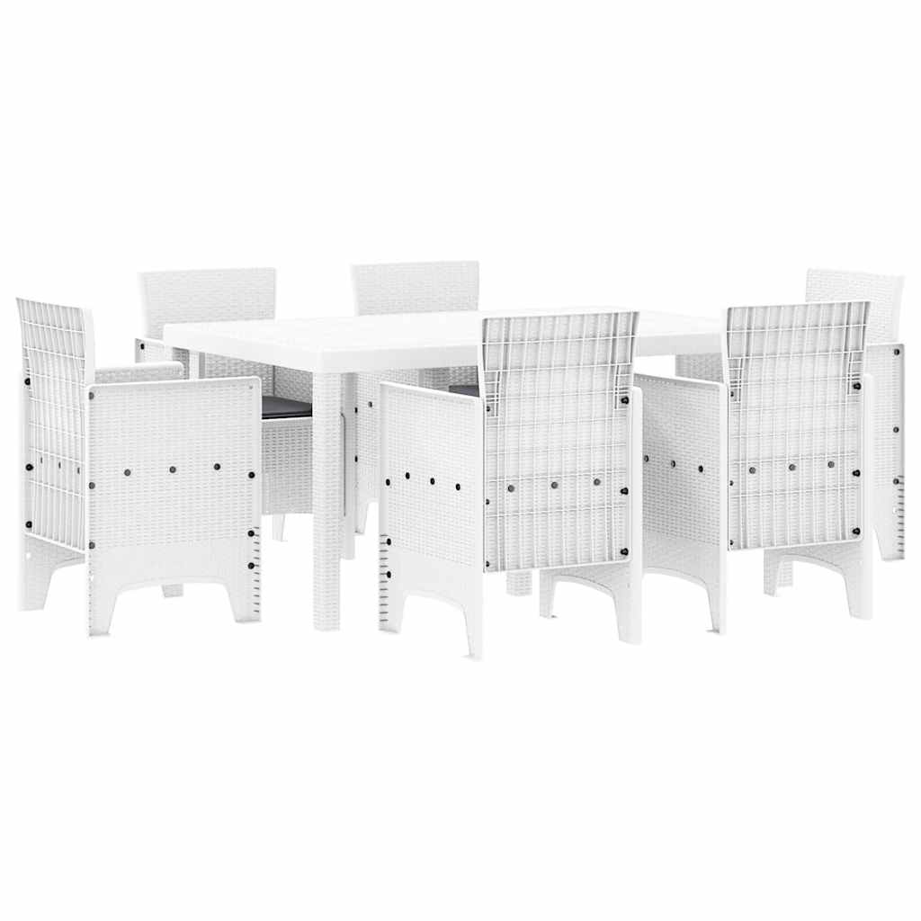 Set da Pranzo per Giardino 7 pcs Bianco Rattan Polt - homemem39