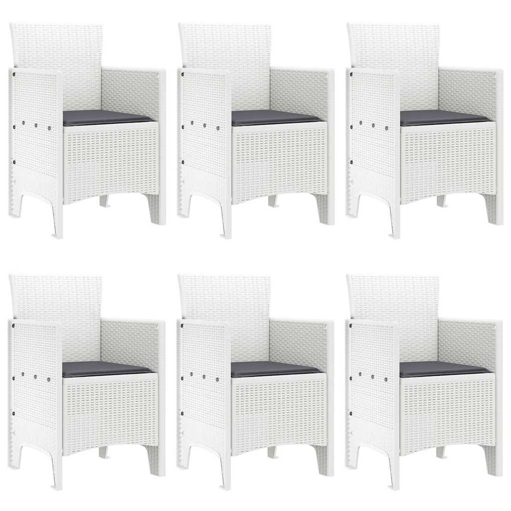 Set da Pranzo per Giardino 7 pcs Bianco Rattan Polt - homemem39