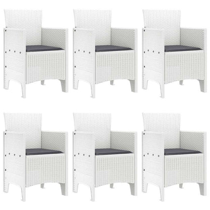 Set da Pranzo per Giardino 7 pcs Bianco Rattan Polt - homemem39