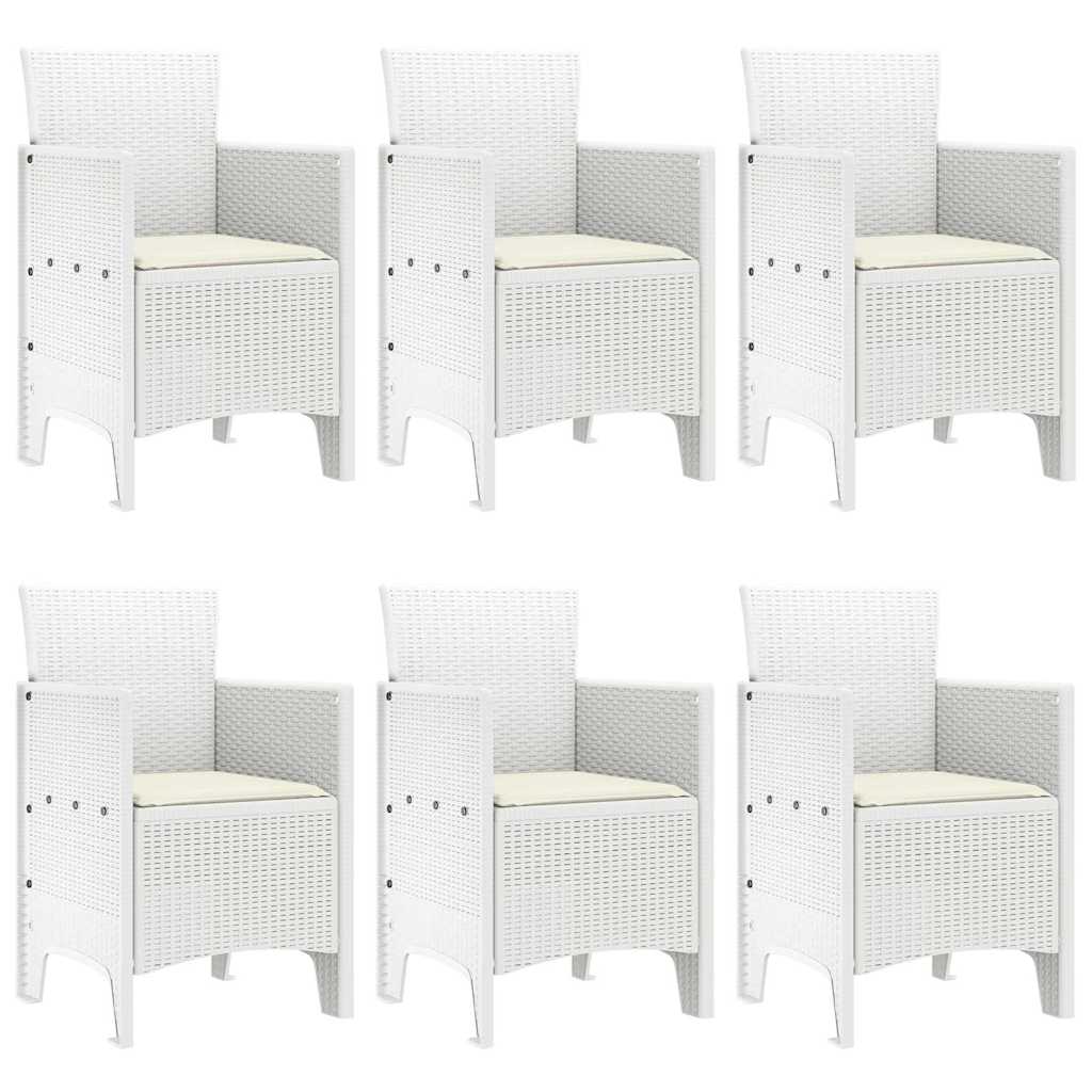Set da Pranzo per Giardino 7 pcs Bianco Rattan Polt - homemem39