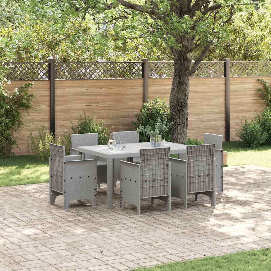 Set da Pranzo per Giardino 7 pcs Grigio chiaro Rattan Polt - homemem39