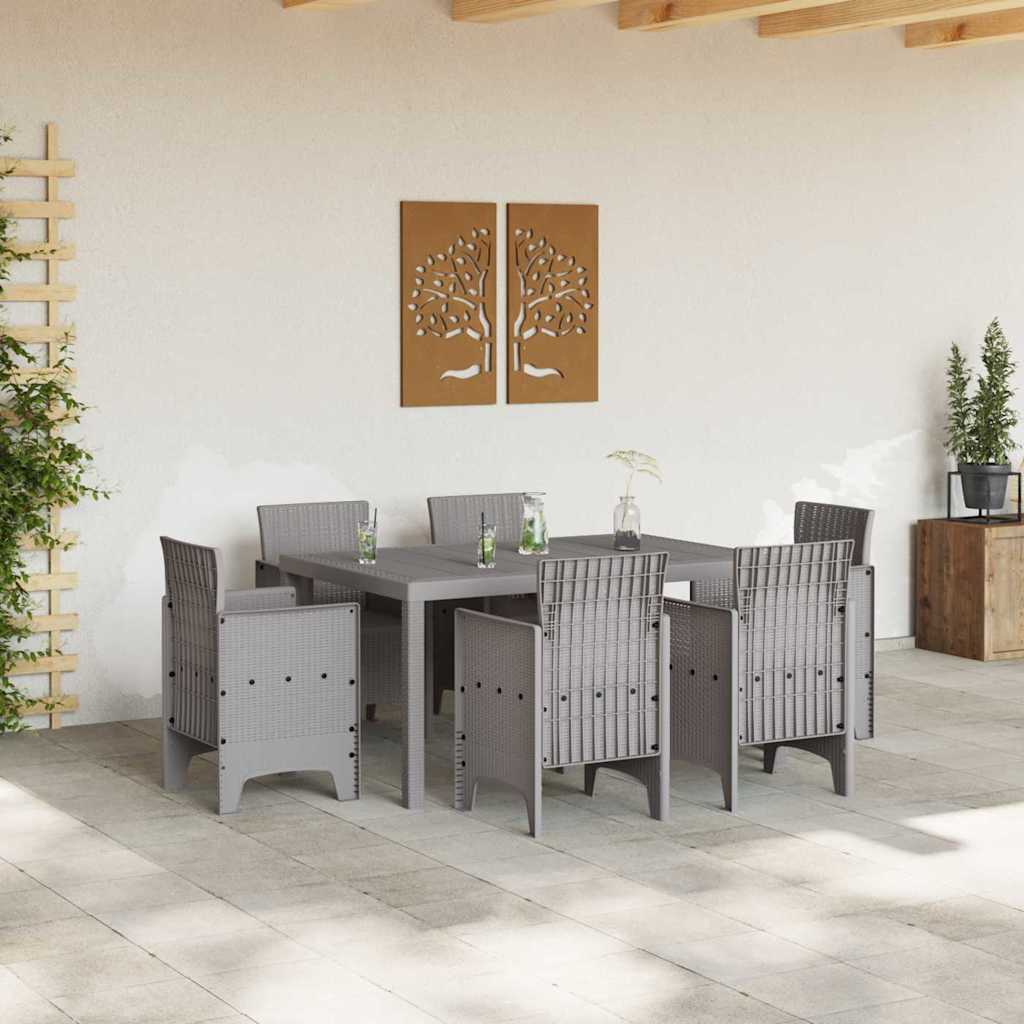 Set da Pranzo per Giardino 7 pcs Grigio chiaro Rattan Polt - homemem39