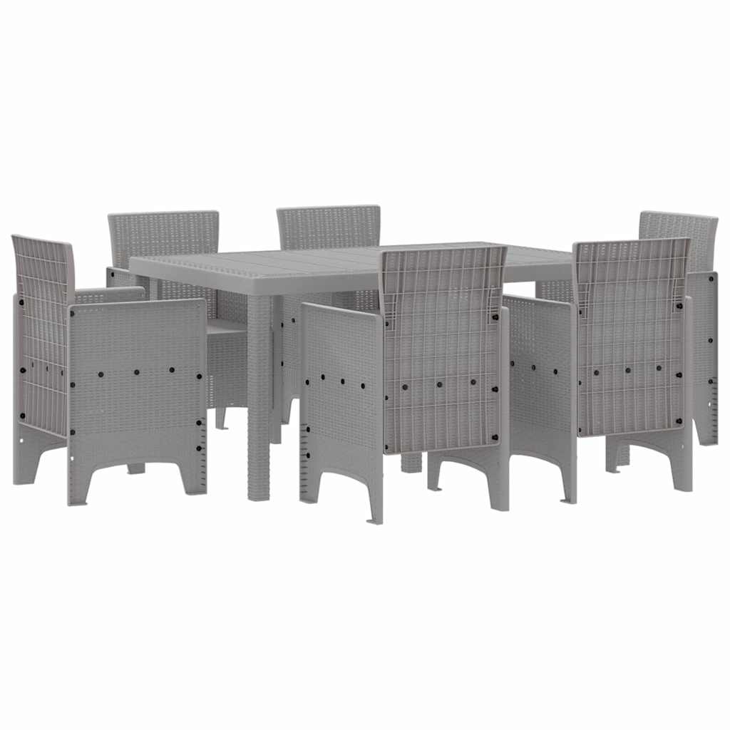 Set da Pranzo per Giardino 7 pcs Grigio chiaro Rattan Polt - homemem39