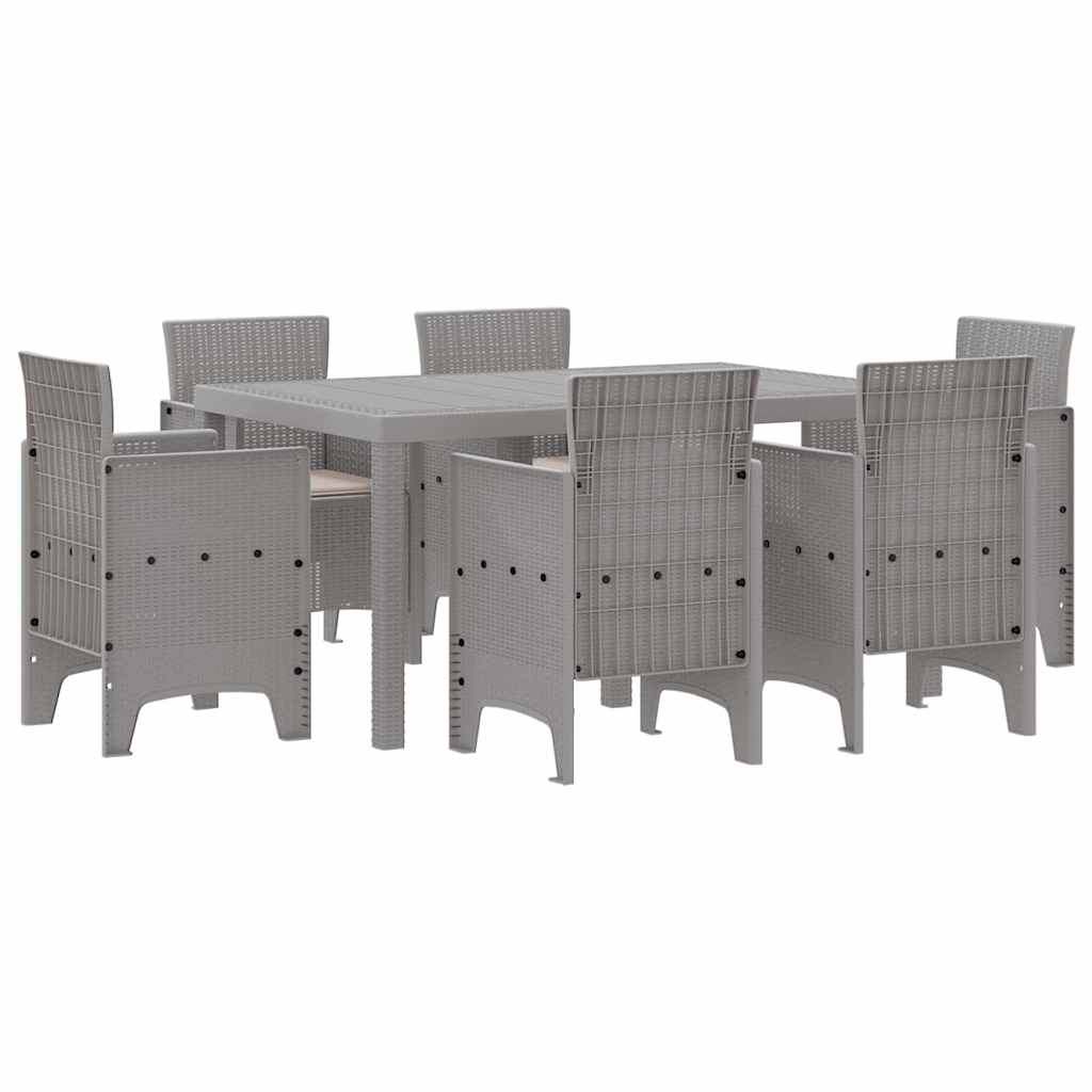 Set da Pranzo per Giardino 7 pcs Grigio chiaro Rattan Polt - homemem39