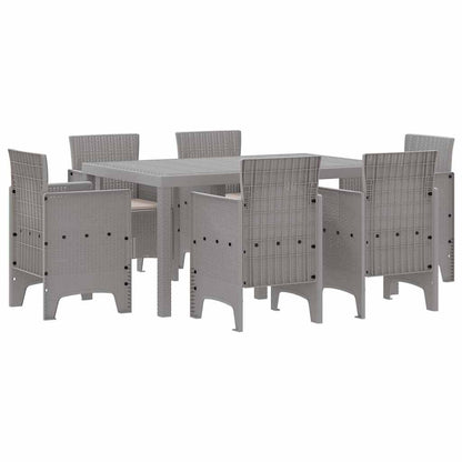 Set da Pranzo per Giardino 7 pcs Grigio chiaro Rattan Polt - homemem39
