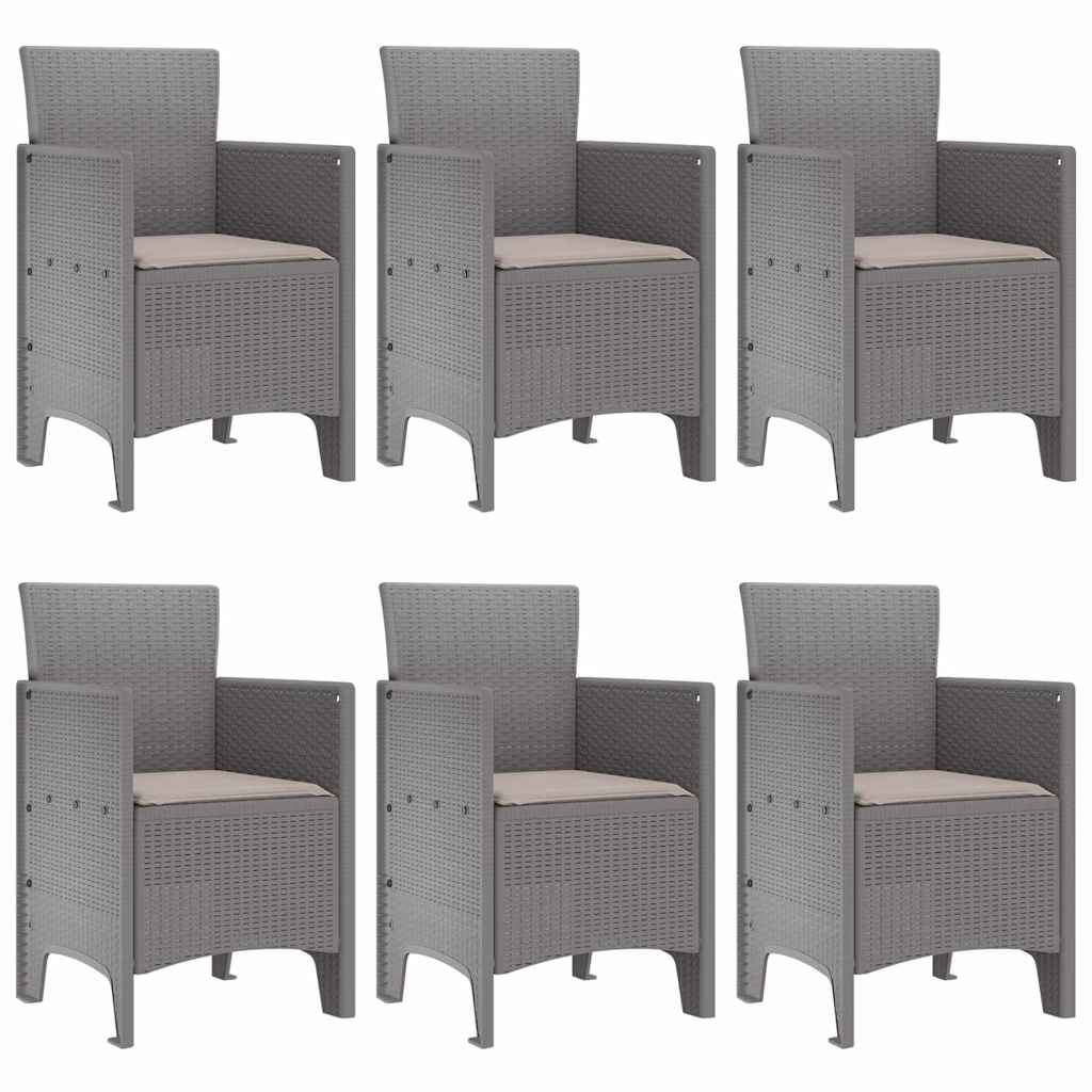 Set da Pranzo per Giardino 7 pcs Grigio chiaro Rattan Polt - homemem39