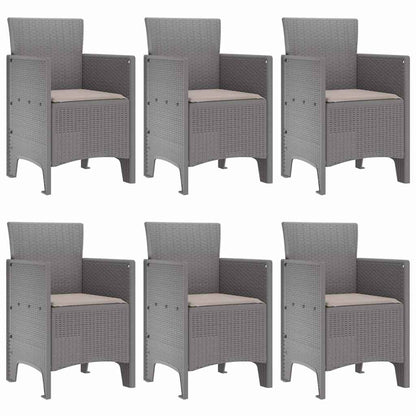 Set da Pranzo per Giardino 7 pcs Grigio chiaro Rattan Polt - homemem39