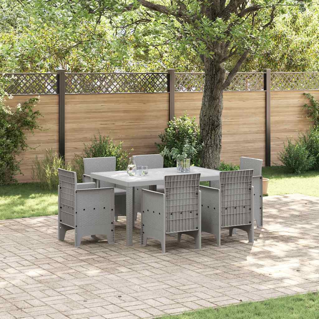 Set da Pranzo per Giardino 7 pcs Grigio chiaro Rattan Polt - homemem39
