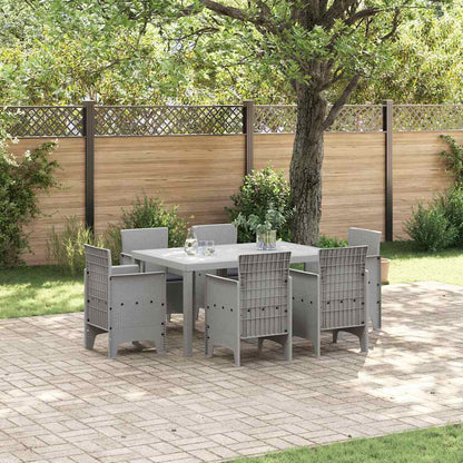 Set da Pranzo per Giardino 7 pcs Grigio chiaro Rattan Polt - homemem39