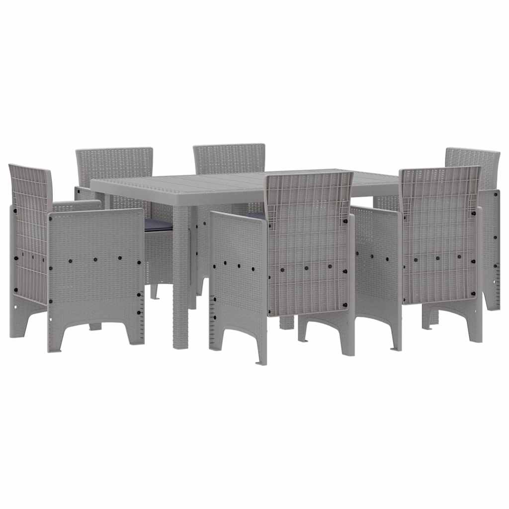 Set da Pranzo per Giardino 7 pcs Grigio chiaro Rattan Polt - homemem39