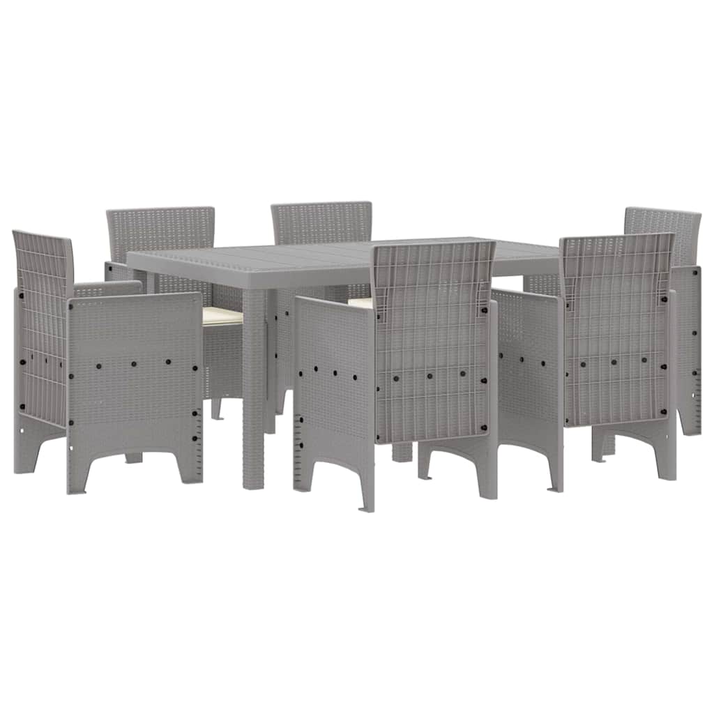 Set da Pranzo per Giardino 7 pcs Grigio chiaro Rattan Polt - homemem39