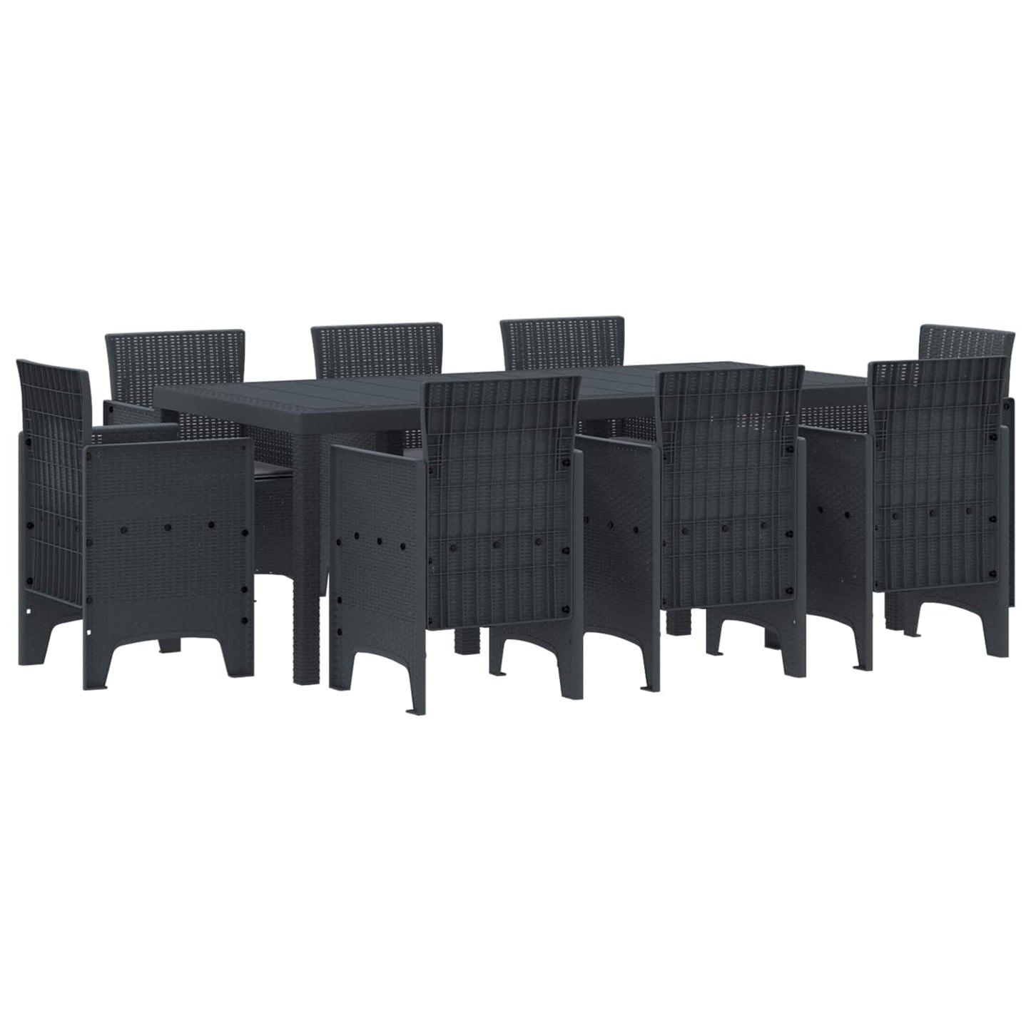 Set da Pranzo per Giardino 9 pcs Antracite Polipropilene | homemem39