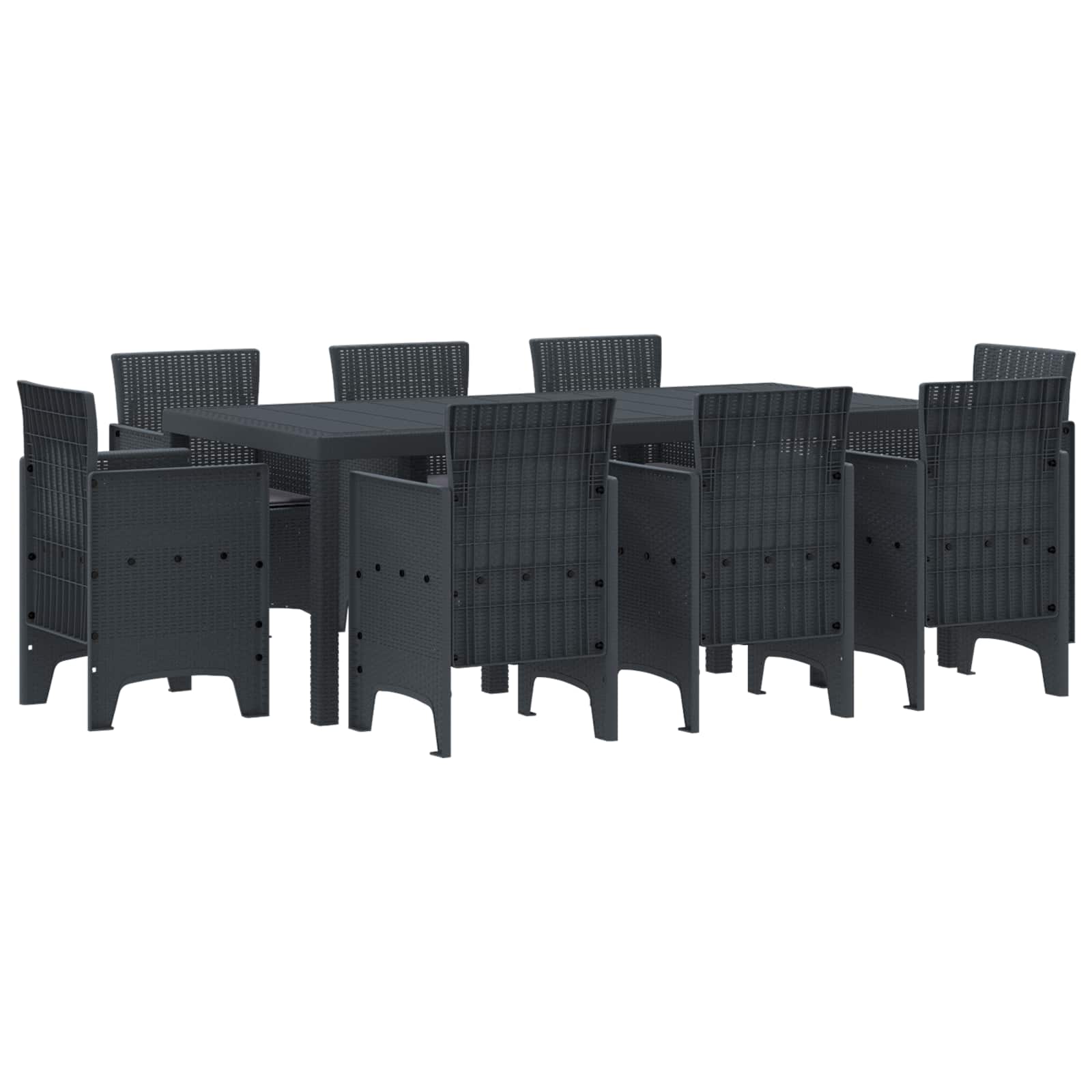 Set da Pranzo per Giardino 9 pcs Antracite Polipropilene | homemem39