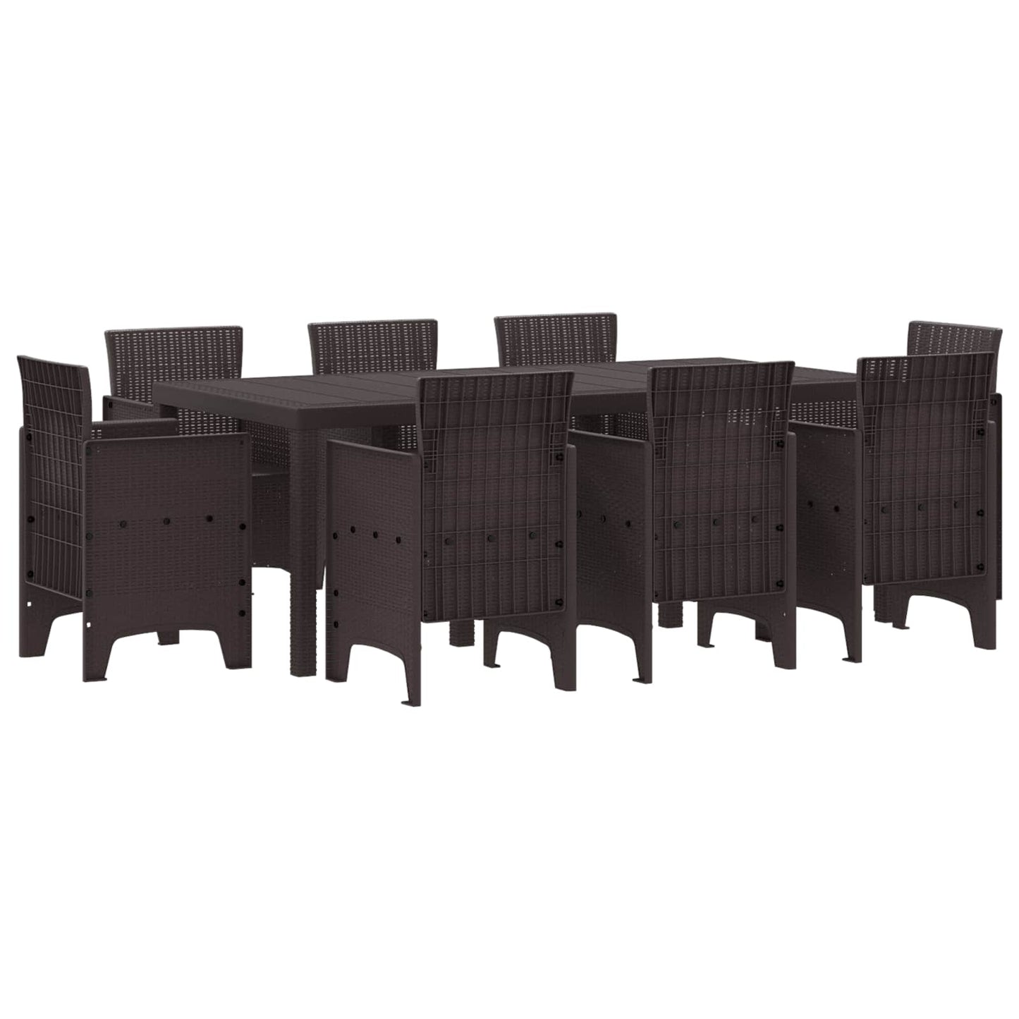 Set da Pranzo per Giardino 9 pcs Marrone Polipropilene | homemem39