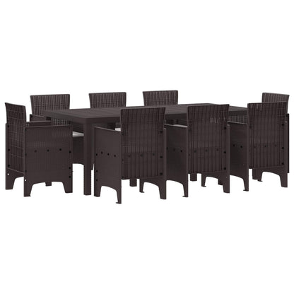 Set da Pranzo per Giardino 9 pcs Marrone Polipropilene | homemem39