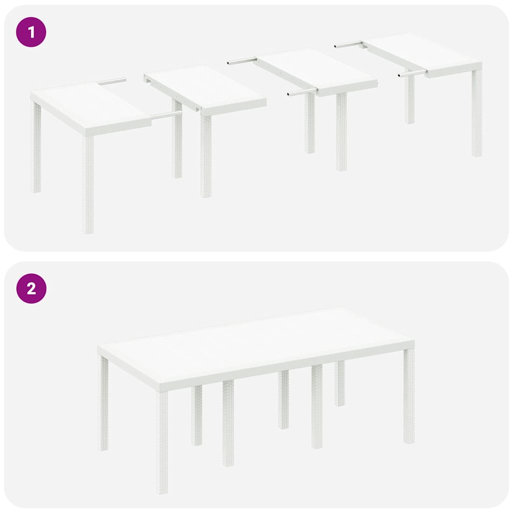 Set da Pranzo per Giardino 9 pcs Bianco Polipropilene | homemem39
