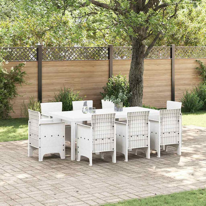 Set da Pranzo per Giardino 9 pcs Bianco Rattan Polt - homemem39