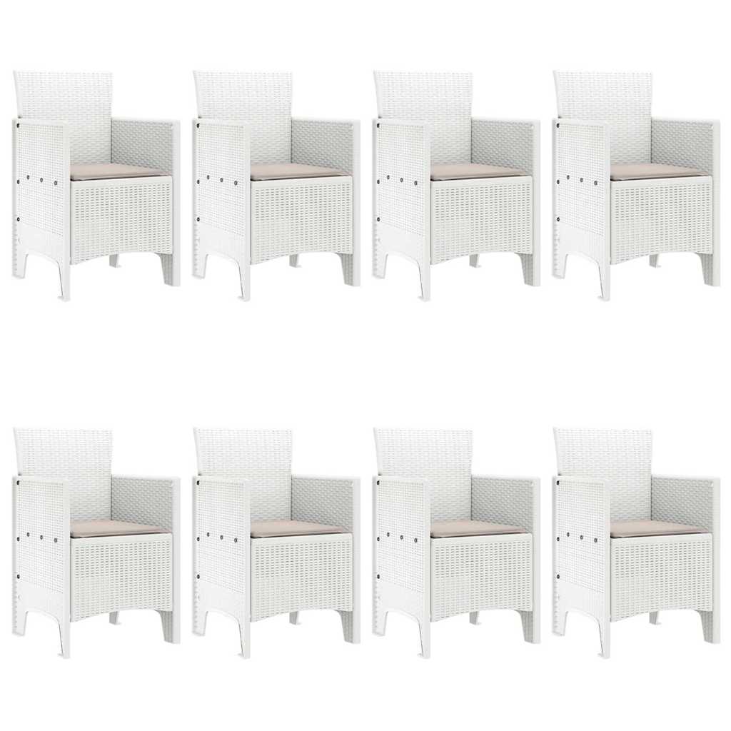 Set da Pranzo per Giardino 9 pcs Bianco Rattan Polt - homemem39