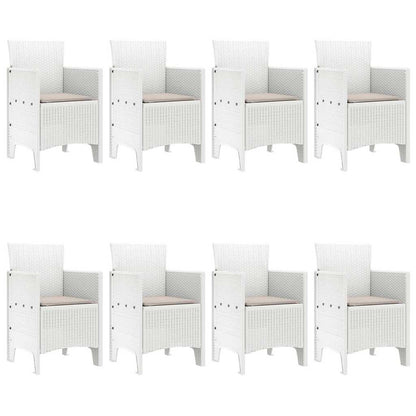 Set da Pranzo per Giardino 9 pcs Bianco Rattan Polt - homemem39