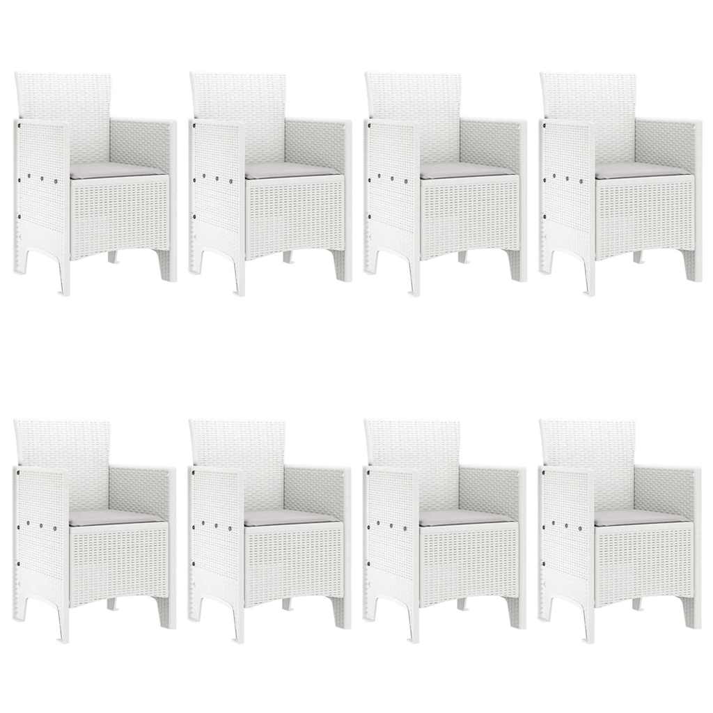 Set da Pranzo per Giardino 9 pcs Bianco Rattan Polt - homemem39
