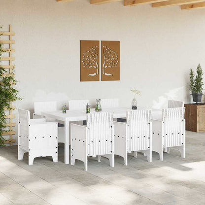 Set da Pranzo per Giardino 9 pcs Bianco Rattan Polt - homemem39