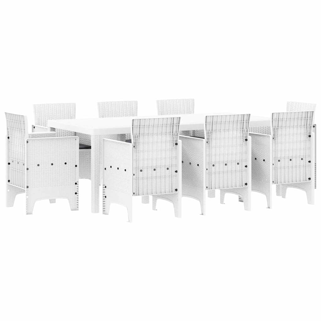 Set da Pranzo per Giardino 9 pcs Bianco Rattan Polt - homemem39