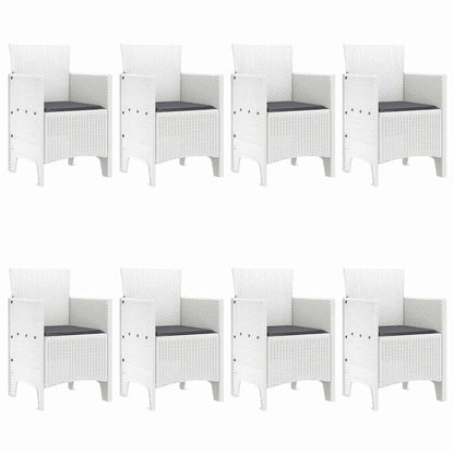 Set da Pranzo per Giardino 9 pcs Bianco Rattan Polt - homemem39