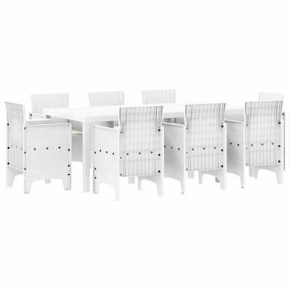 Set da Pranzo per Giardino 9 pcs Bianco Rattan Polt - homemem39