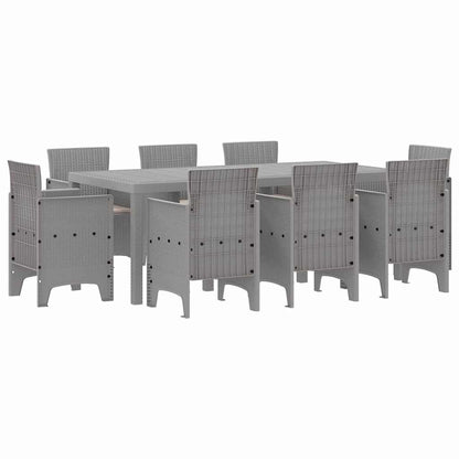 Set da Pranzo per Giardino 9 pcs Grigio chiaro Rattan Polt - homemem39
