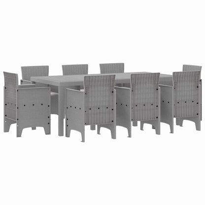 Set da Pranzo per Giardino 9 pcs Grigio chiaro Rattan Polt - homemem39