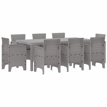 Set da Pranzo per Giardino 9 pcs Grigio chiaro Rattan Polt - homemem39