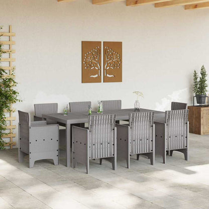 Set da Pranzo per Giardino 9 pcs Grigio chiaro Rattan Polt - homemem39