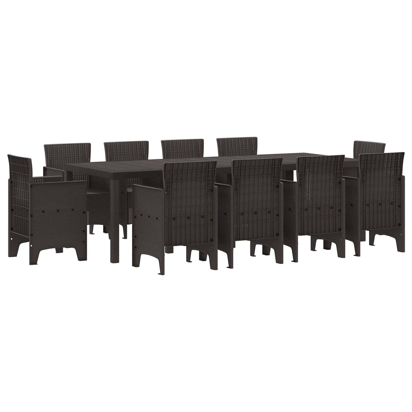 Set da Pranzo per Giardino 11 pz Marrone Polipropilene