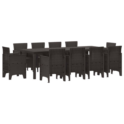Set da Pranzo per Giardino 11 pz Marrone Polipropilene