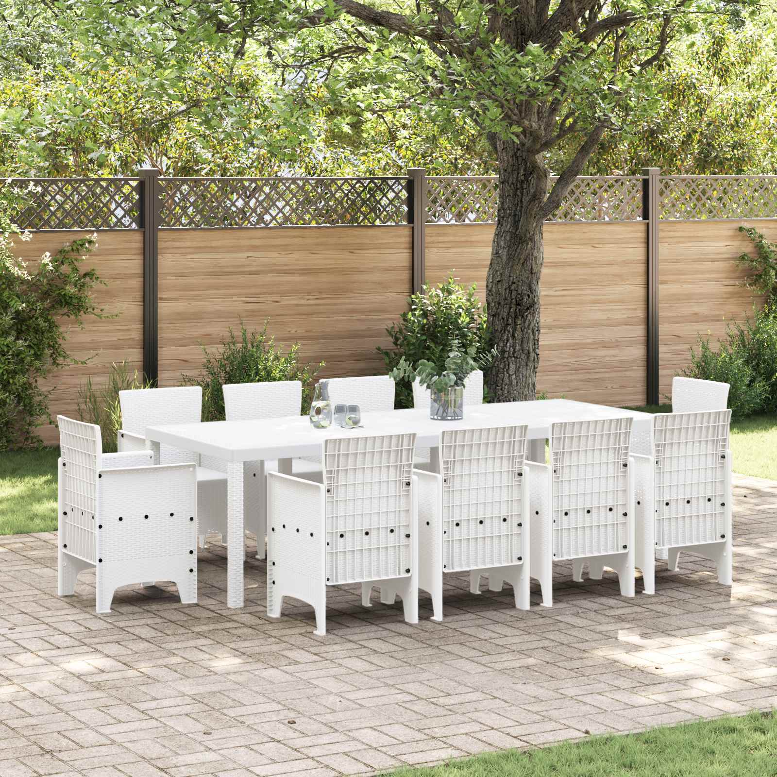 Set da Pranzo per Giardino 11 pz Bianco Polipropilene | homemem39
