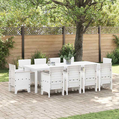 Set da Pranzo per Giardino 11 pcs Bianco Rattan Polt - homemem39