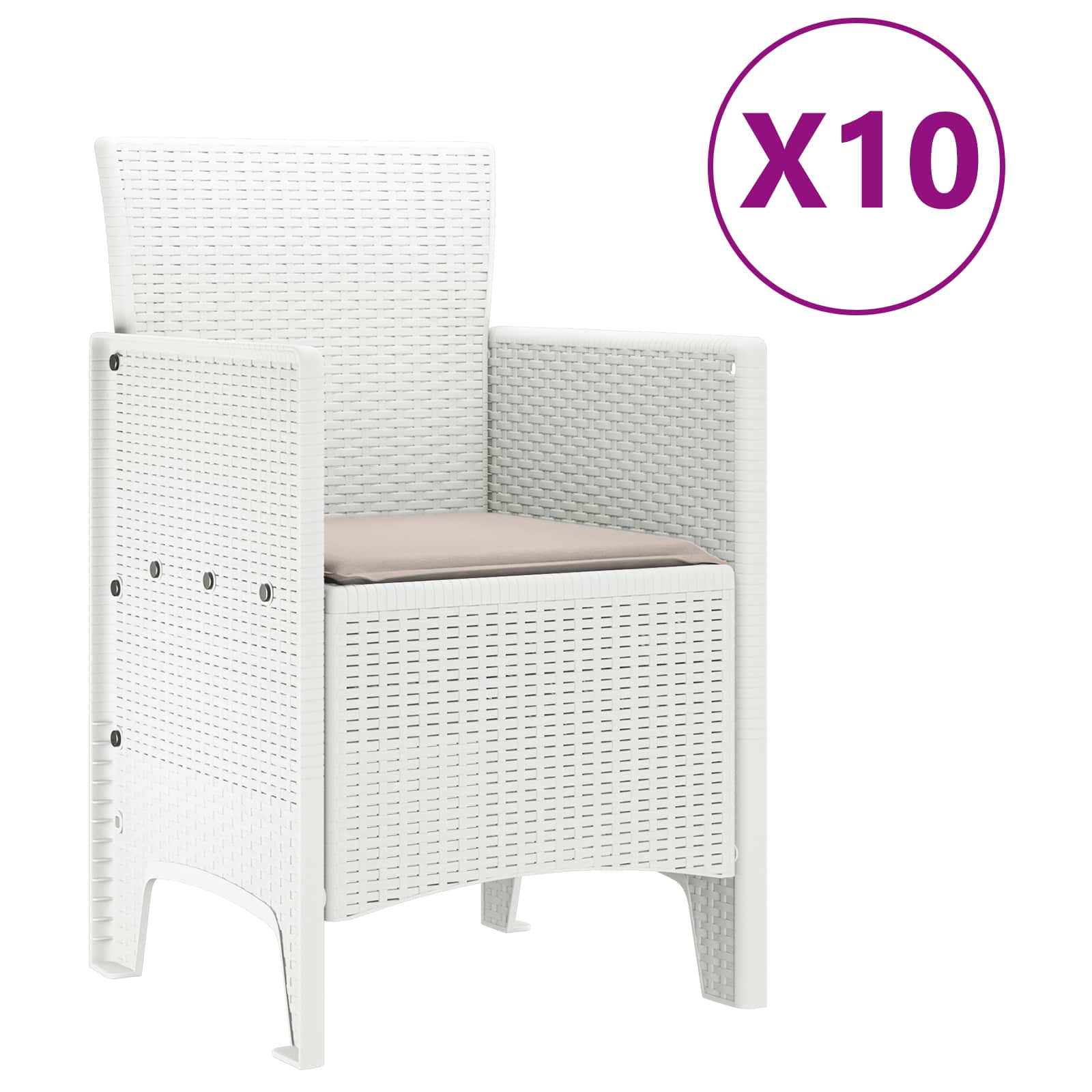 Set da Pranzo per Giardino 11 pz Bianco Polipropilene | homemem39