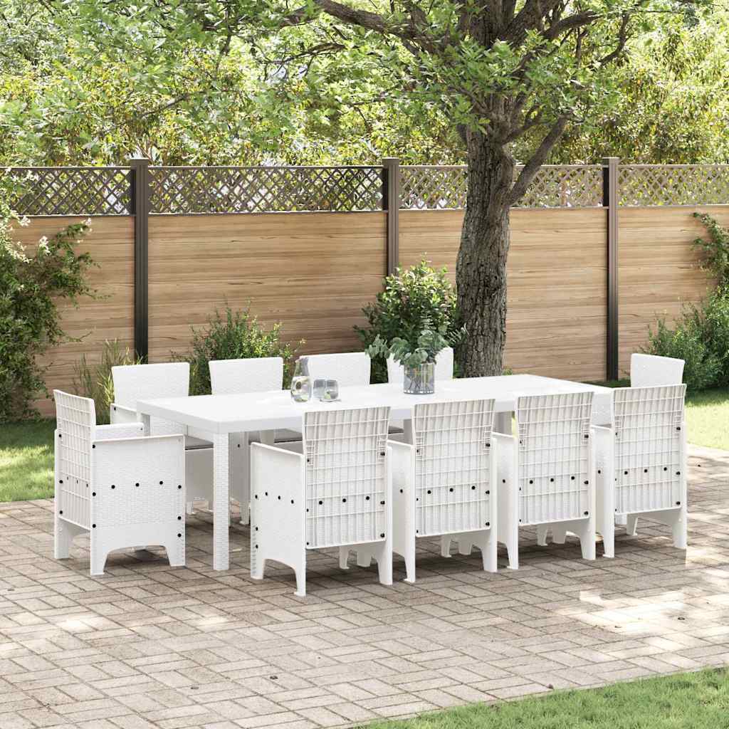 Set da Pranzo per Giardino 11 pcs Bianco Rattan Polt - homemem39
