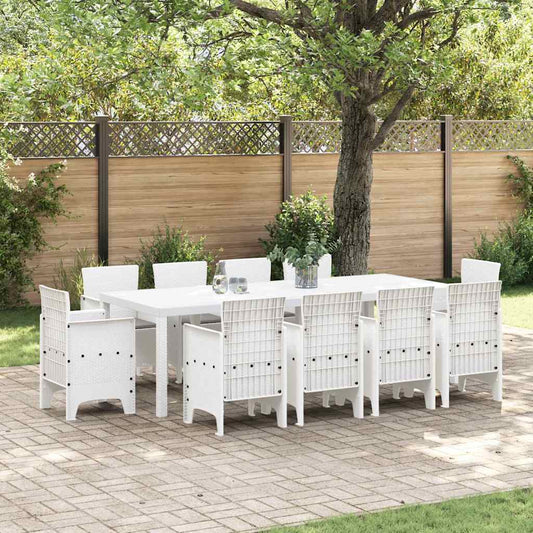 Set da Pranzo per Giardino 11 pcs Bianco Rattan Polt - homemem39