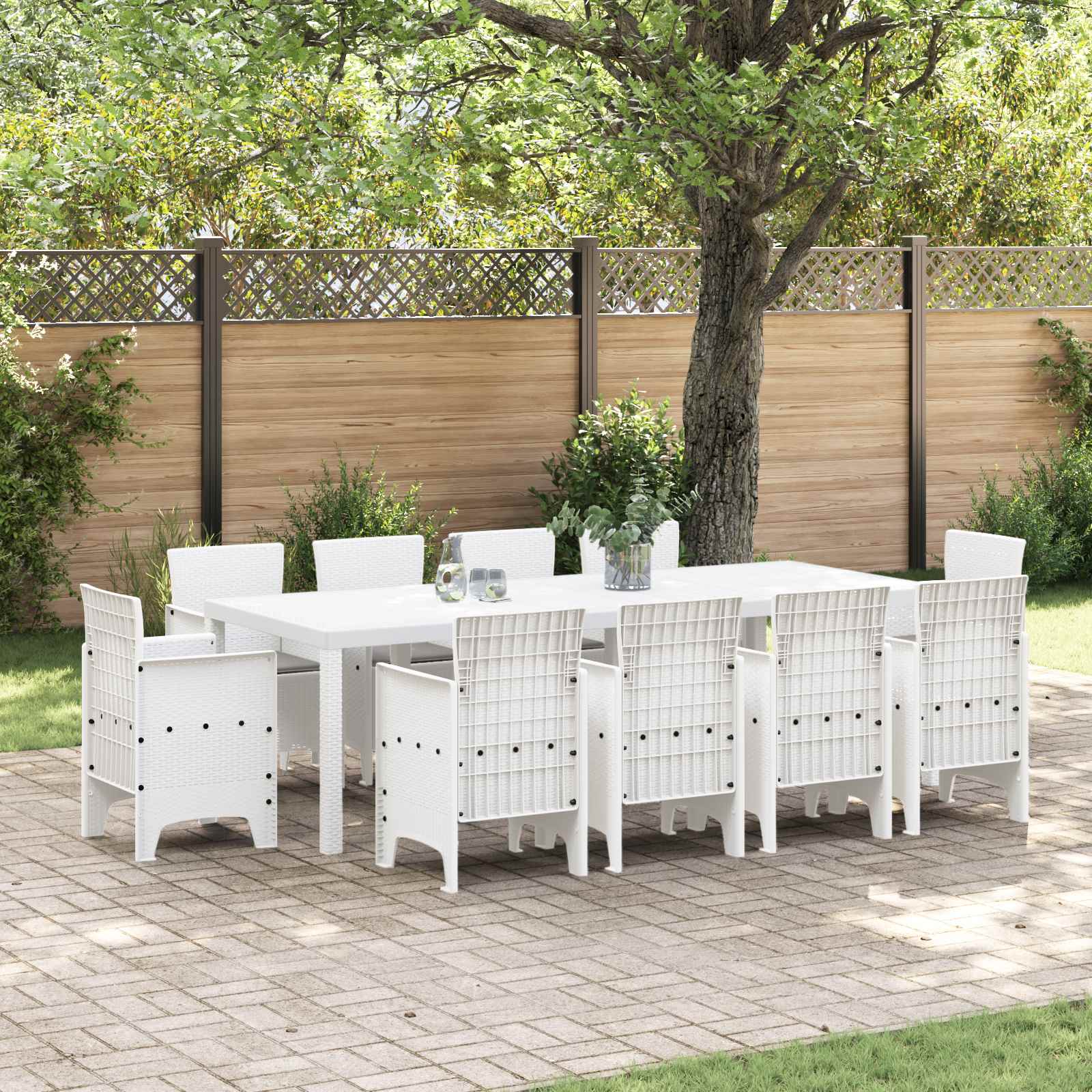 Set da Pranzo per Giardino 11 pz Bianco Polipropilene | homemem39
