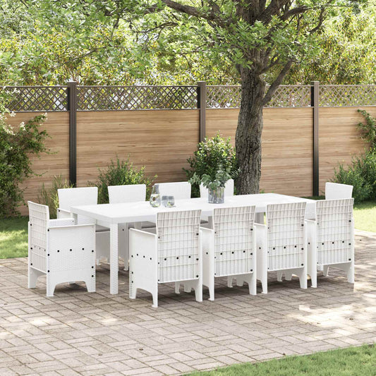 Set da Pranzo per Giardino 11 pz Bianco Polipropilene | homemem39